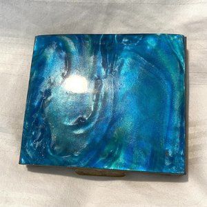 Makeup Box.Powder Compact Blue Marble Wave Square Mirror...97